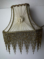 Vtg Victorian Boudoir Headboard Reading Lamp w Beaded Fringe Laced White Unique picture