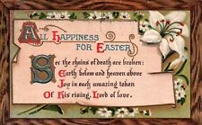 Easter Greetings Religious Embossed Flowers Divided Back Vintage Postcard 1911 picture