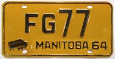 Manitoba Canada 1964 License Plate FG77 Low Number picture
