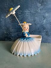 VINTAGE NAPCO 1956 UMBRELLA PARASOL LITTLE LADY IN BLUE WITH DAISIES HEAD VASE picture