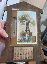 1927 VINTAGE THERMOMETER & CALENDAR, Singer Sewing Machine Co., Romeo and Juliet picture
