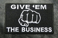 Give 'Em FEAST The Business EMBROIDERED  3.5 INCH MC FUNNY BIKER PATCH picture