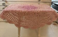 Vintage Pink Ombré Large Round Crochet Doiley Pair GrannyCore 17” picture