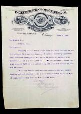 Vintage Letterhead 1896 Pioneer Fireproof Construction  Co. Letter - Chicago Ill picture
