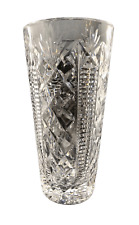 Vintage Waterford Tall Crystal Vase Hand Cut Criss Cross Diamond 7.5” X 4” picture