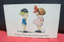 Vintage Post card  Signed ?  Sonny Where you Born and Why?    Girl to Boy picture