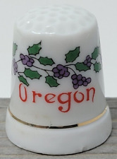 Vintage Commemorative Oregon Grape Vine White Thimble Collectible Trinket picture