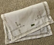 Vintage Made in Japan Linen Rectangular Doily Drown Work & Reticella 12  1/4 x 9 picture