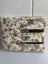 Vintage NOS 70s JCPenney Floral Fitted Sheet Full Size Percale NEW 54x75in SEALD picture