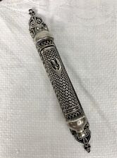 Vintage Sterling Silver Filigree Mezuza 925 with Scroll ￼Ben Israel Judaica picture