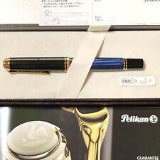 Pelikan Souveran M800 Black & Blue Stripe 18C 585 Fountain Pen M Nib Boxed picture