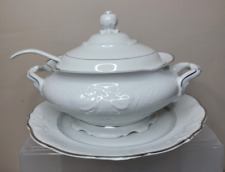 Vintage WALBRZYCH 1984 Poland China SOUP TUREEN w LID & LADLE White w Gold Trim picture