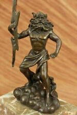 Signed Original Poseidon or Zeus Bronze Sculpture Statue Art Figure Figurine Art picture