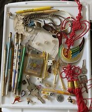 Vintage JUNK DRAWER LOT Advertising Pens Pencils Pins Keys Dice Collectibles picture