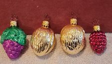 Lot of 4 Vintage Inge Glas Fruit and Nut Christmas Ornaments Star Crown Cap picture