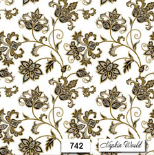 (742) TWO Paper LUNCHEON Decoupage Art Craft Napkins  DESIGN PATTERN GOLD BLACK picture