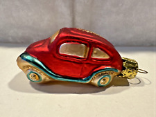 Vintage Christborn Mercury Glass Red VW Beetle Car Christmas Ornament 3