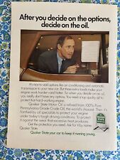 Vintage 1972 Quaker State Motor Oil Print Ad Deciding On Options picture