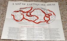 WORLD EARTHQUAKE AREAS 1965 MINT NEVER USED MAP & CHRONOLOGY AD 63 to 1964 picture