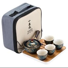 Chinese Gongfu Tea Set 360 Rotation Portable Teapot Porcelain Infuser Carry Case picture