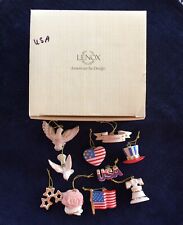10 PC SET LENOX TREE OF INDEPENDENCE MINI ORNAMENTS-4TH JULY-FIGURAL-MINIATURE picture