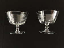 VINTAGE CRYSTAL PARFAIT GLASSES ETCHED LAUREL DESIGN, FOOTED, 1950s, PAIR (2) picture