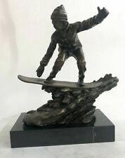 Handmade bronze sculpture Boarder Snowblades Blades Snow Milo Original Decor picture