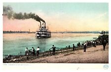 Postcard IL Rock Island - Mississippi River  Steamboat picture