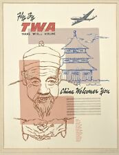 Original 1950 TWA AIRLINES poster artwork William Smith painting picture