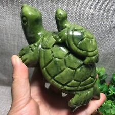 752g Rare natural Afghan jade carved Mother and son turtle statue decorate Skull picture