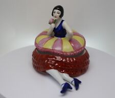 Art Deco-German Style Box Jewelry Figurine Powder Box Bathing Beauty Sexy Art No picture