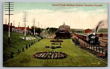 Postcard Hamilton Ontario Grand Trunk Railway System Depot Railroad Station picture