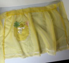 VINTAGE 70’s Handmade Half Apron Yellow Organza Lace Embroidery Flowers Retro picture