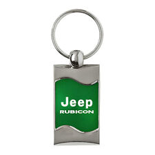 Jeep Rubicon Keychain & Keyring - Green Wave Spun Brushed Metal Key Chain picture