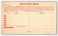c1950's $5.00 Free Read Edwin Vrooman Patent Lawyer Washington DC Postal Card picture