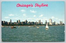 Postcard IL Chicago Skyline On Lake Michigan UNP A28 picture