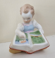 Vintage Herend Porcelain Little Girl Reading Book Hand-Painted Figurine 5838 picture
