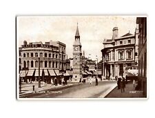 Antique Plymouth Postcard Derry's Clock Central Square Players Navy Cut Ads picture