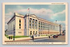 Postcard Federal Building Post Office Louisville Kentucky KY, Vintage Linen O3 picture