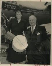 1950 Press Photo James A. Farley and his wife leave airplane - hcb02811 picture