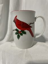 Vintage Cardinal Otagiri cup Coffee Tea Mug Cardinal Bird Holly Leaves Christmas picture