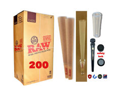 RAW Classic King Size Cone AUTHENTIC(200 pack)+phily tube+glass cone tip picture