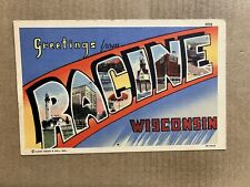 Postcard Racine WI Wisconsin Large Letter Greetings Lighthouse Vintage PC picture