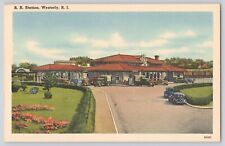 Postcard Rhode Island Westerly Railroad RR Station Vintage Linen Unposted picture