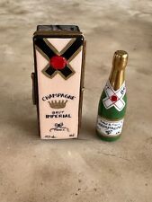 Limoges France Peint Mai Hand Painted Porcelain Champagne Box w/Champagne Bottle picture
