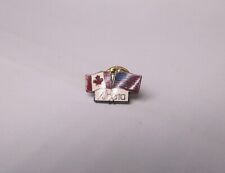 Vtg Alberta Canada US American Flag Pin Lapel Hat Gold Tone Enamel Tie Tack VG picture