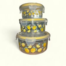 3pk Round Lemon Themed Food Containers Snapware Food Storage Airtight Nesting picture