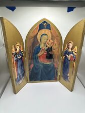 Vintage Antique Christian Religious Three-Paneled Hand Painted Icon Triptych picture