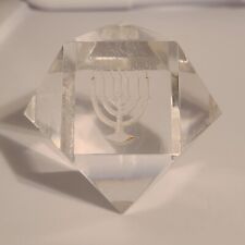 1980 Signed Lucite Dekel's L.A.S. Etched Menorah And Torah picture