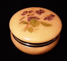 Vintage 1970 s Hand Crafted Alabaster Trinket/ Jewelry Box, Purple Violets picture